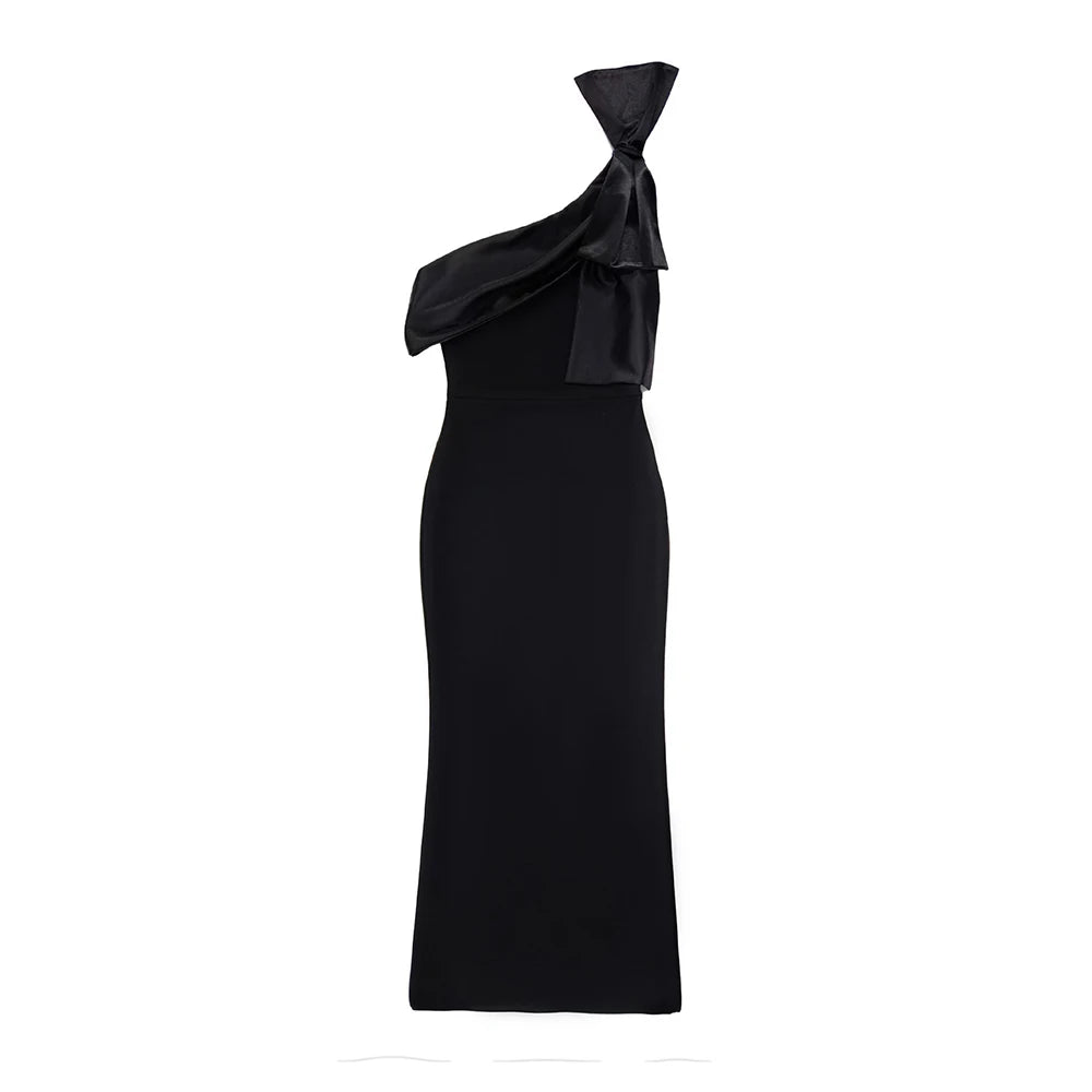 Diagonal Collar Bow Dresses