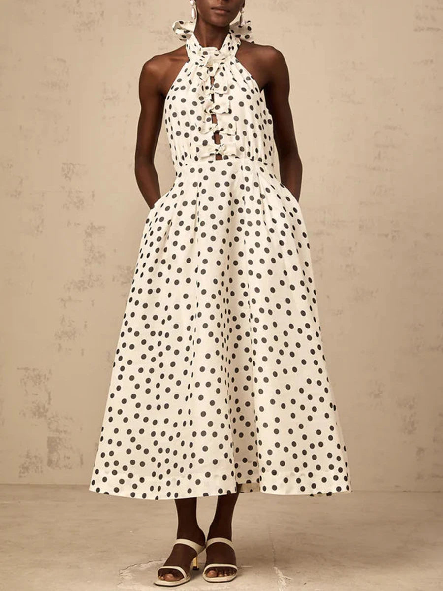 Polka Dot Elegant Midi Dresses