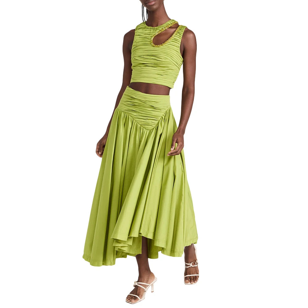 Solid Spliced Folds Two Piece Set