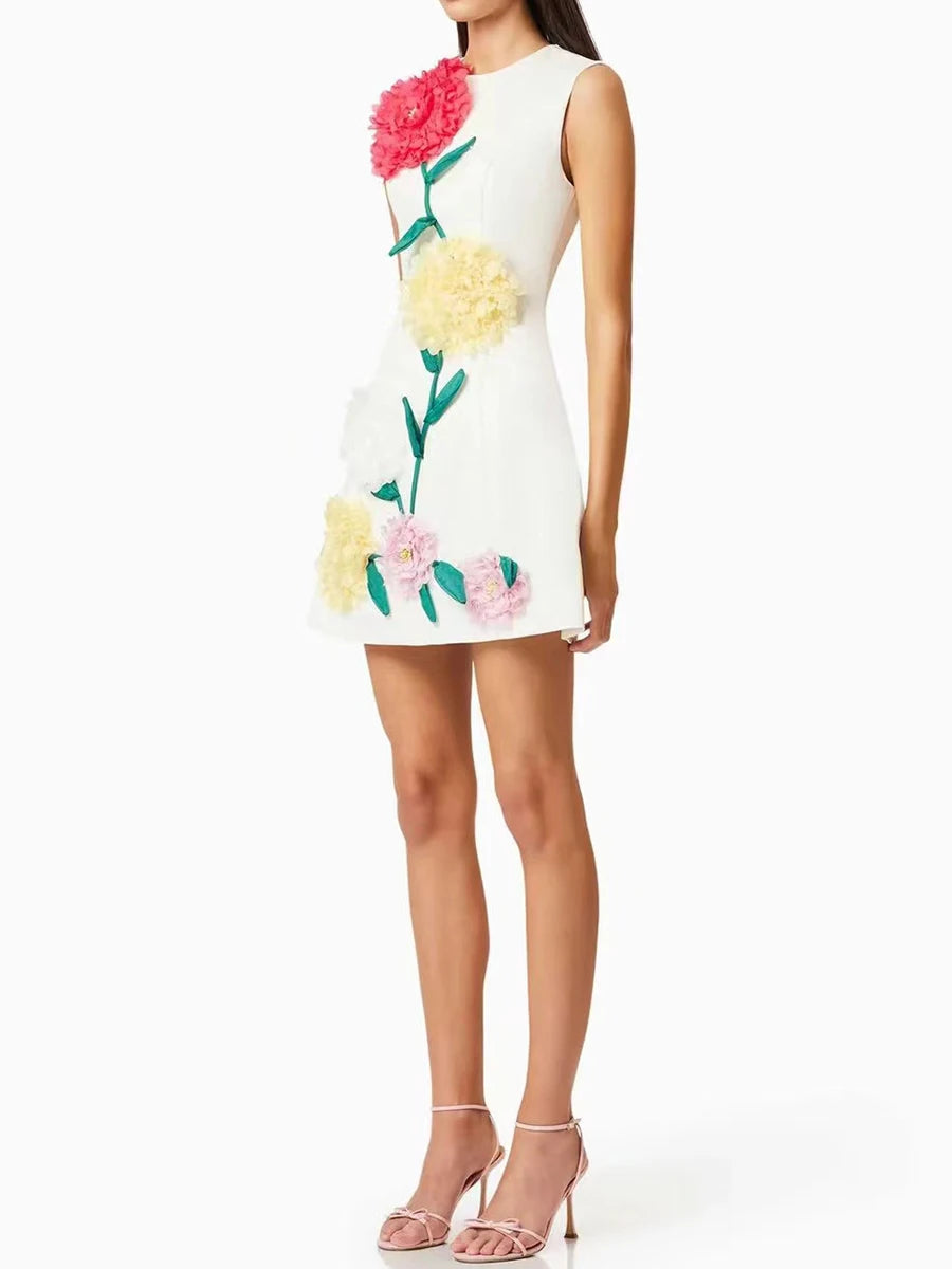 Hit Color Appliqué Dress