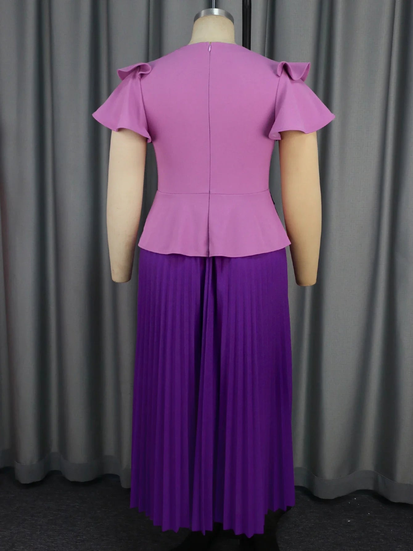 A Line Pleated Purple Dress