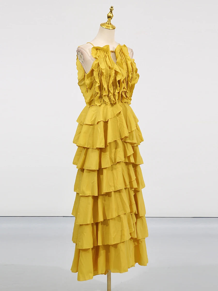 Spliced Ruffles Folds Dresses