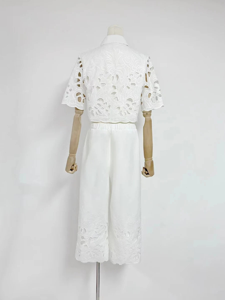 Hollow Out Casual Two Piece Set