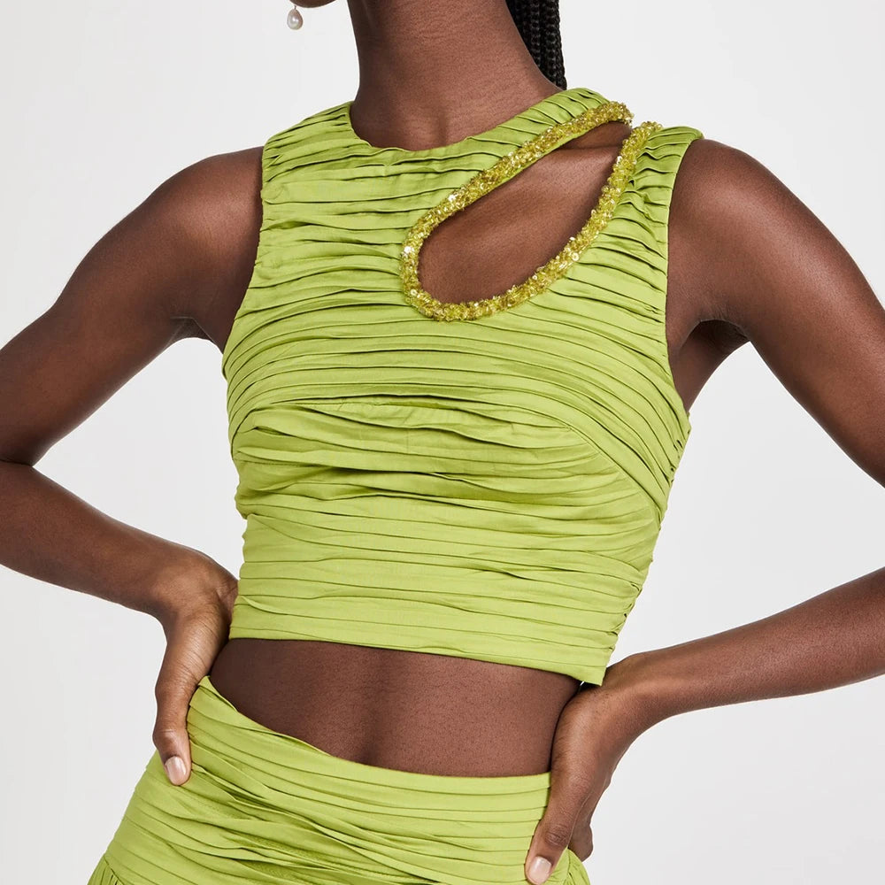 Solid Spliced Folds Two Piece Set