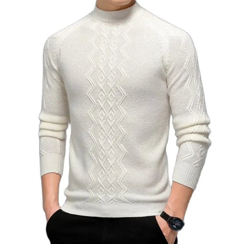 2022 new arrival autumn Top quality casual Mock Neck 100% wool sweater men ,male pullovers 9821
