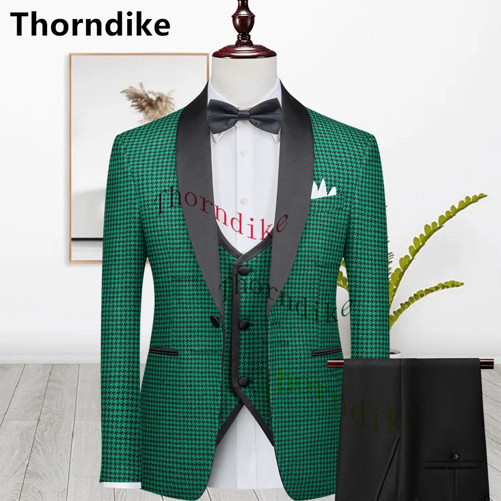 Men’s Houndstooth One Button Blazer Suit
