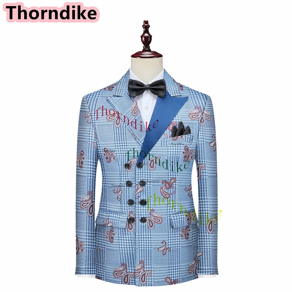 Men Suits 3 Piece Houndstooth Suit
