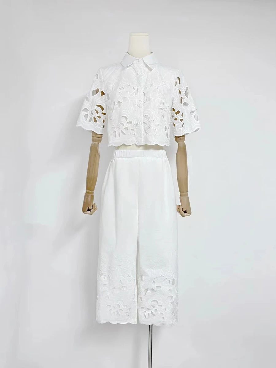 Hollow Out Casual Two Piece Set