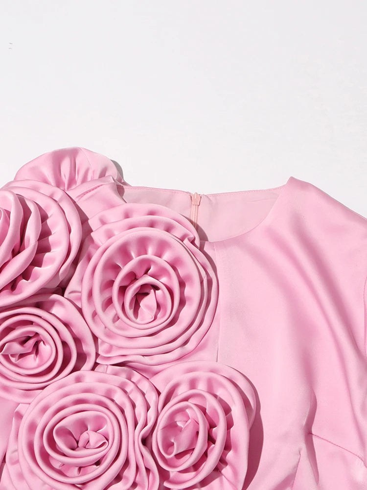 Solid Spliced Appliqués Long Dress