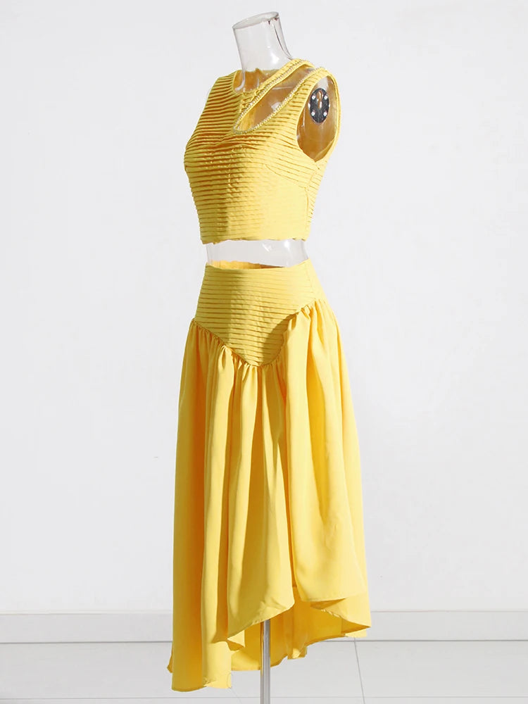 Solid Spliced Folds Two Piece Set