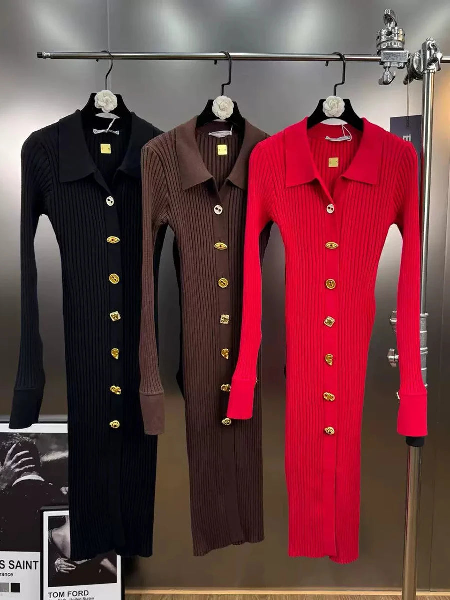 Single Breasted Basics Knit Dresses