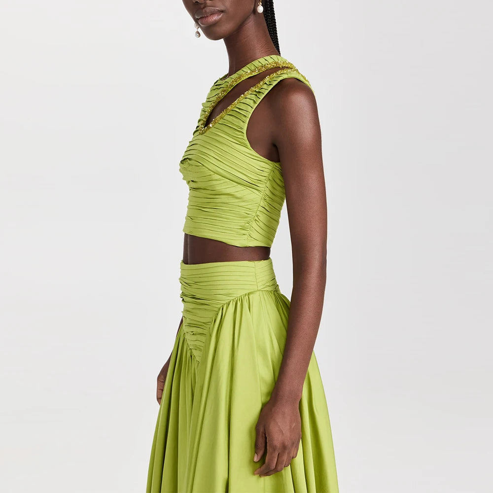 Solid Spliced Folds Two Piece Set