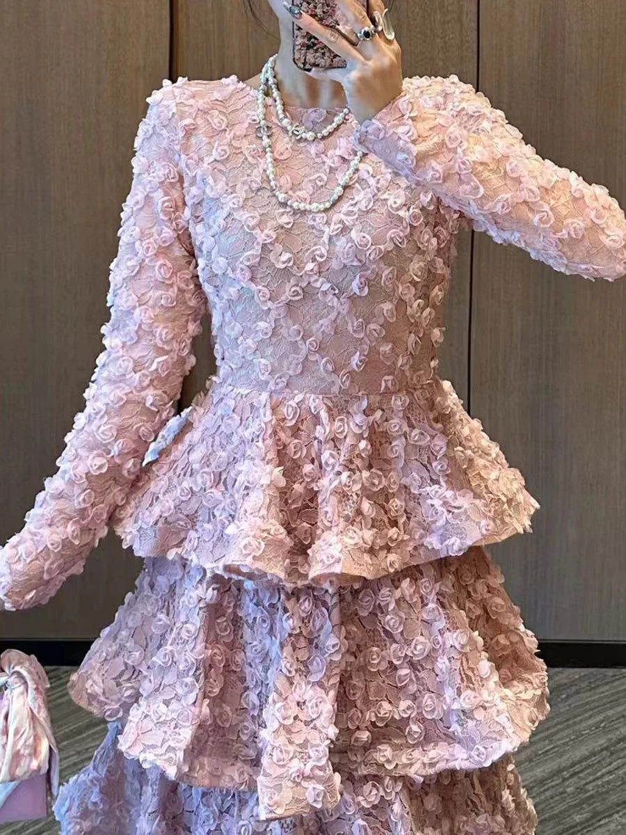 Spliced 3D Flower Dresses
