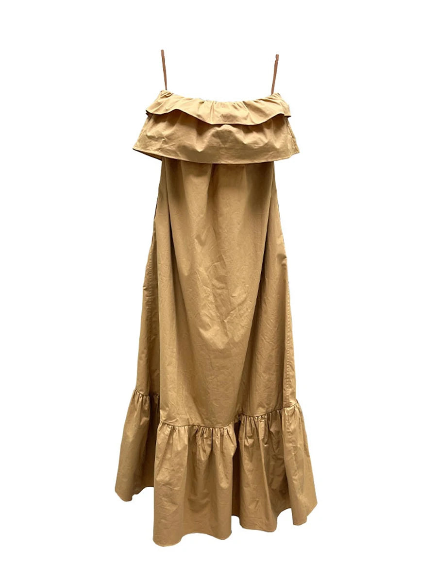 Loose Spliced Ruffles Folds Casual Dress