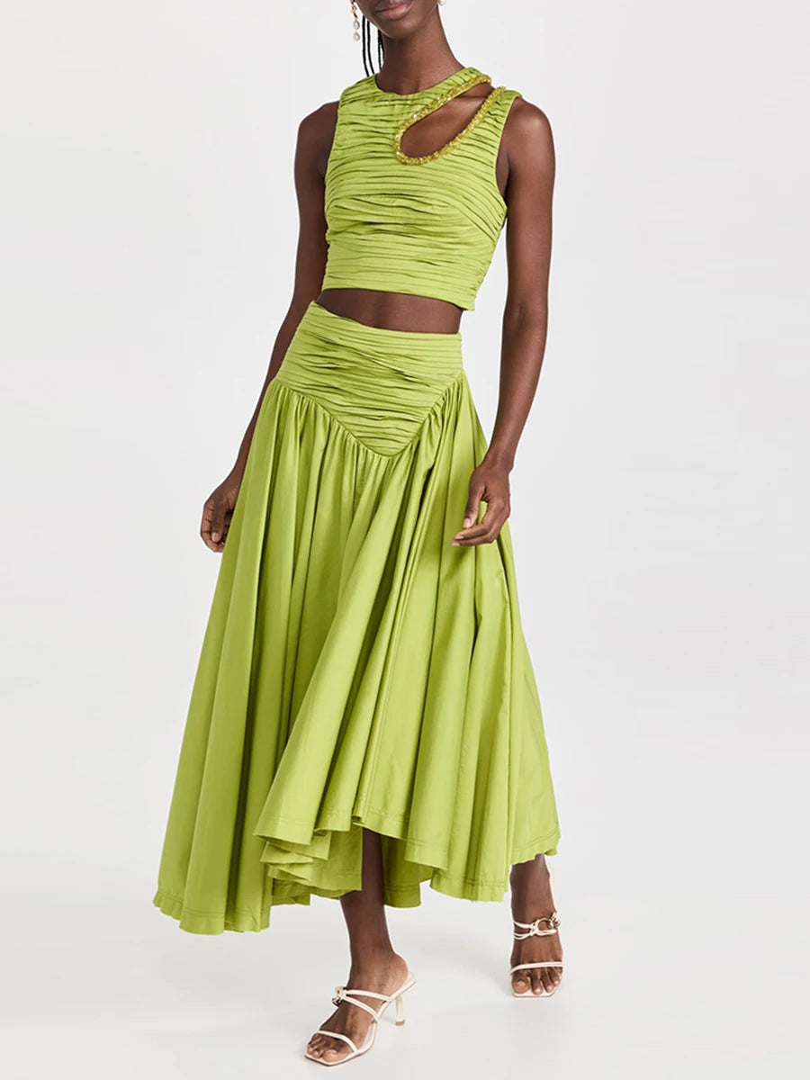 Solid Spliced Folds Two Piece Set