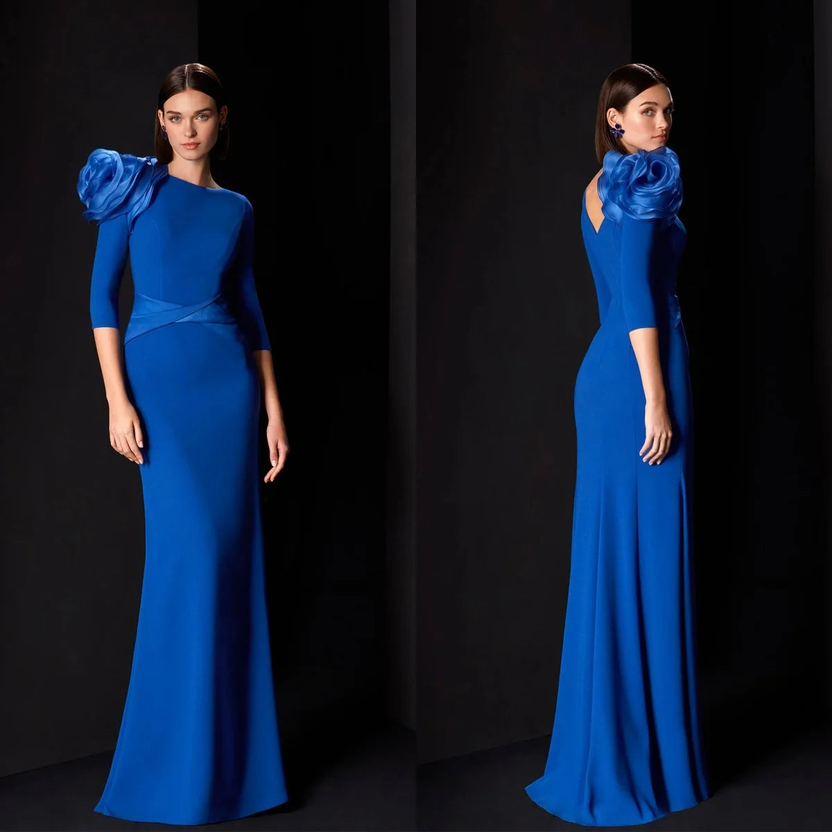Simple Blue Mermaid Evening Dresses