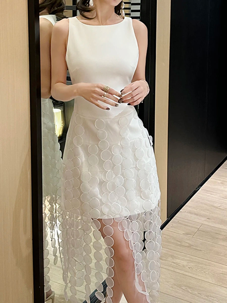 Spliced Tassel Slimming Dress