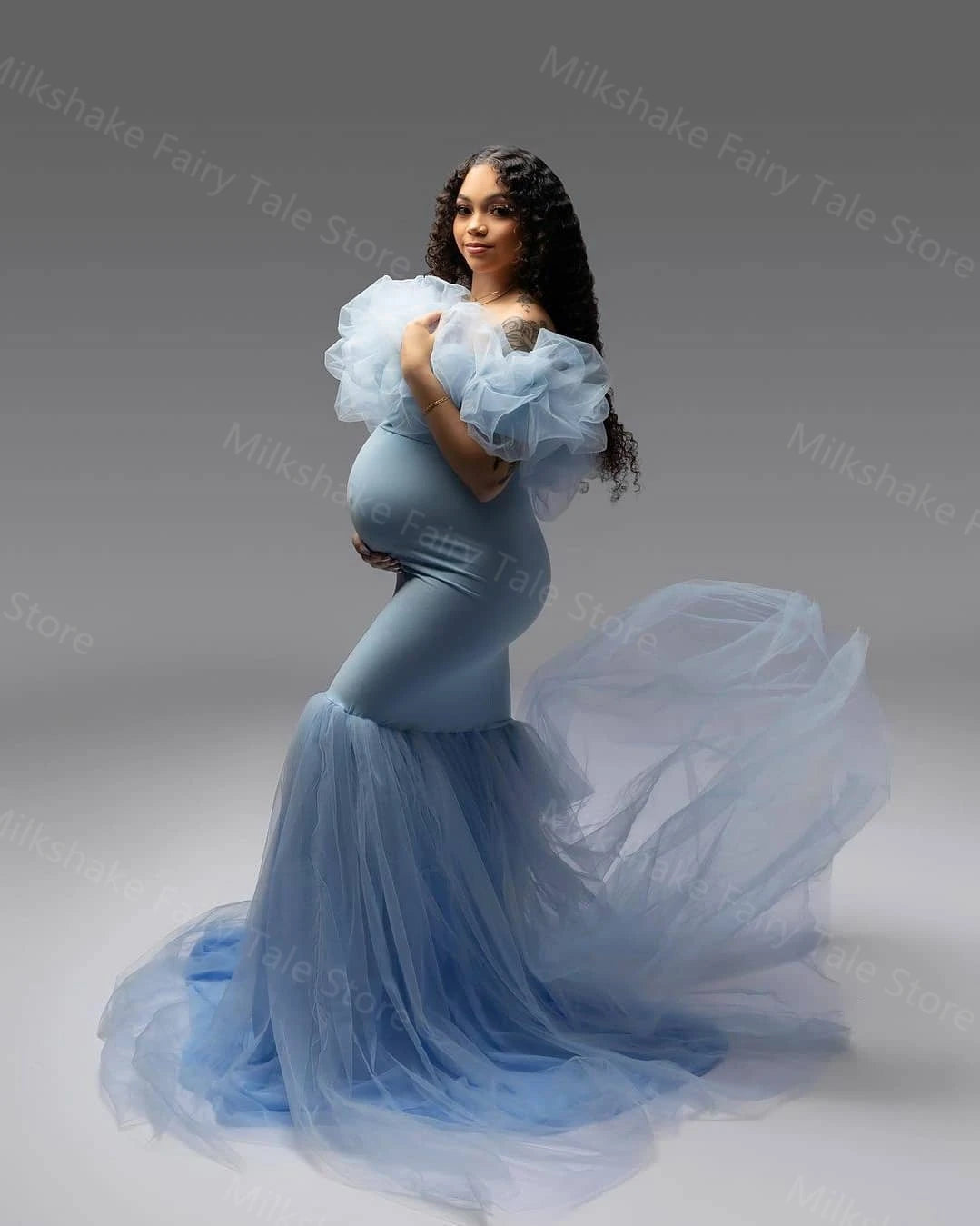 Puffy Ruffles Photoshoot Maternity Dress
