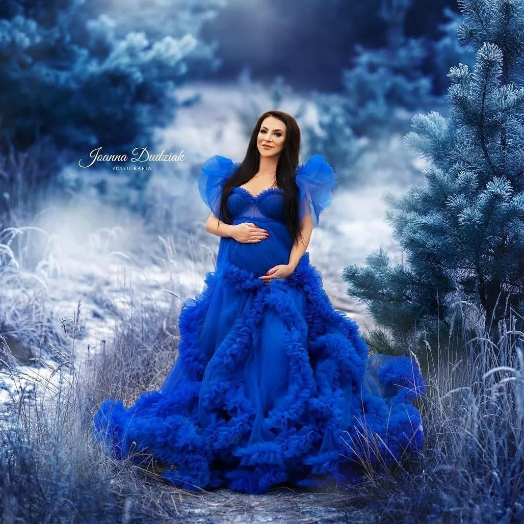 Royal Maternity Tiered Ruffles Dress