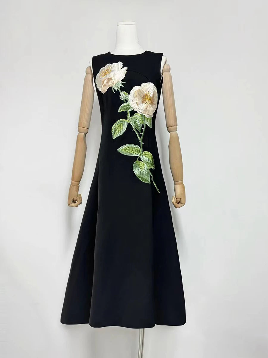 Spliced 3D Flower Dress