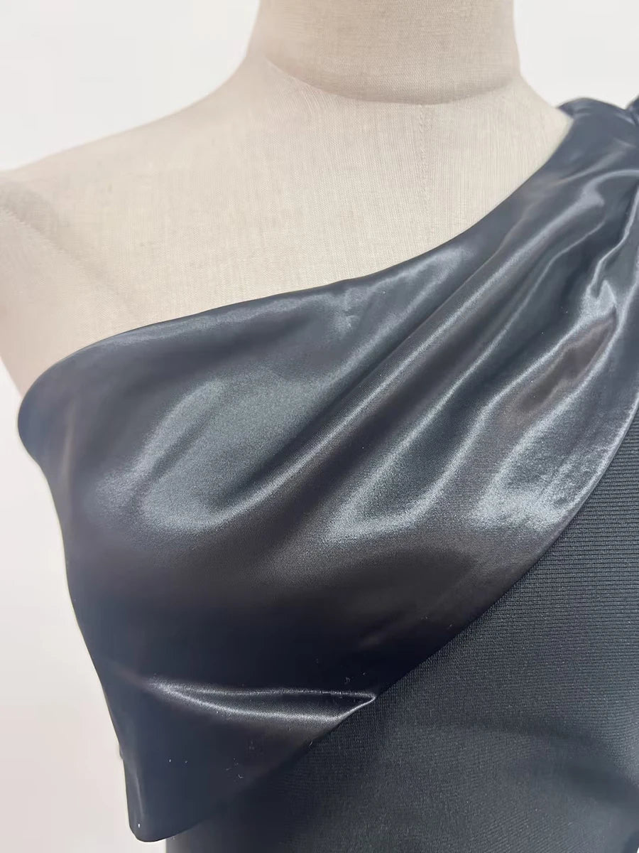Diagonal Collar Bow Dresses