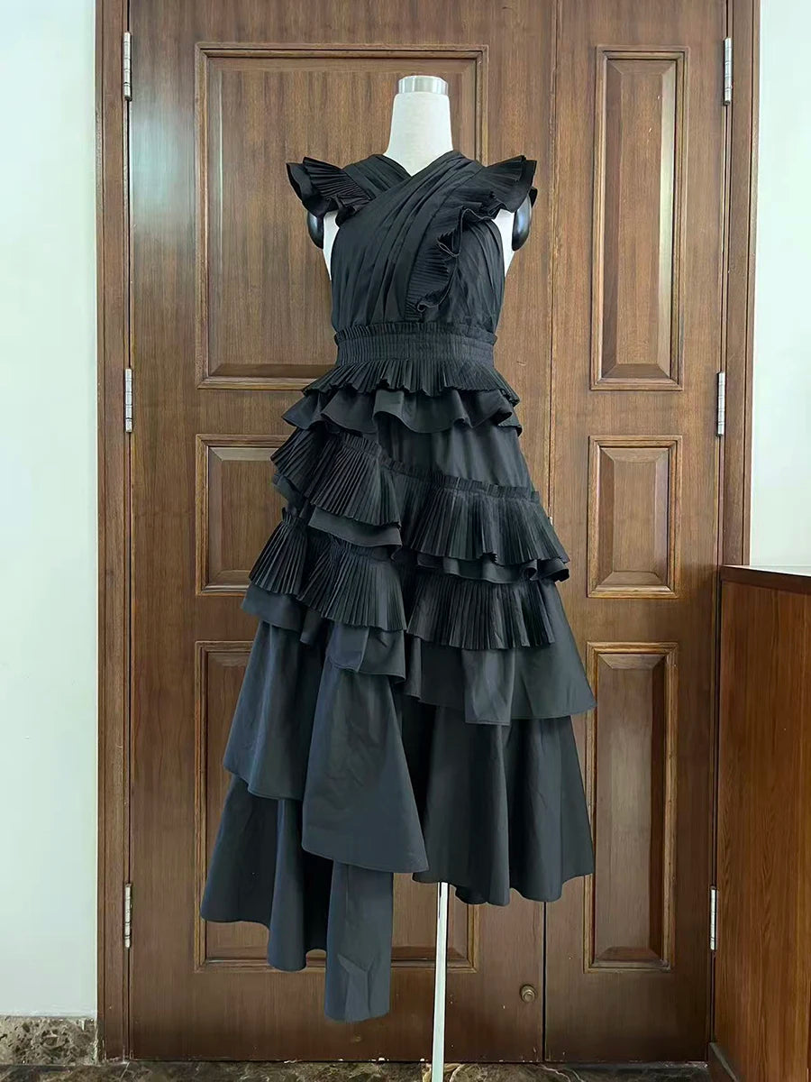 Spliced Ruffles Folds Dresses