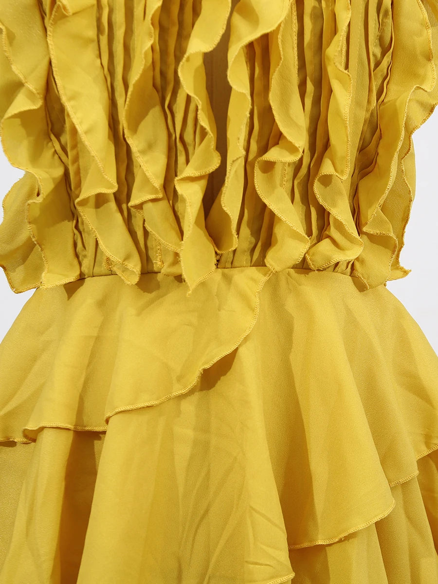 Spliced Ruffles Folds Dresses