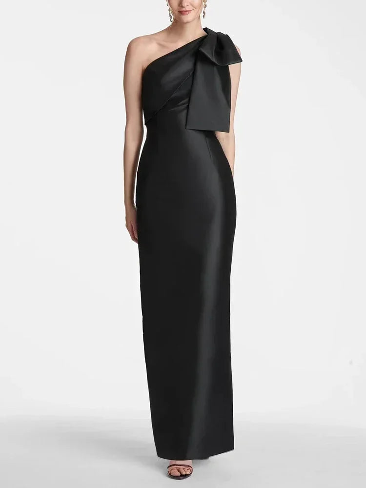 Diagonal Collar Bow Dresses
