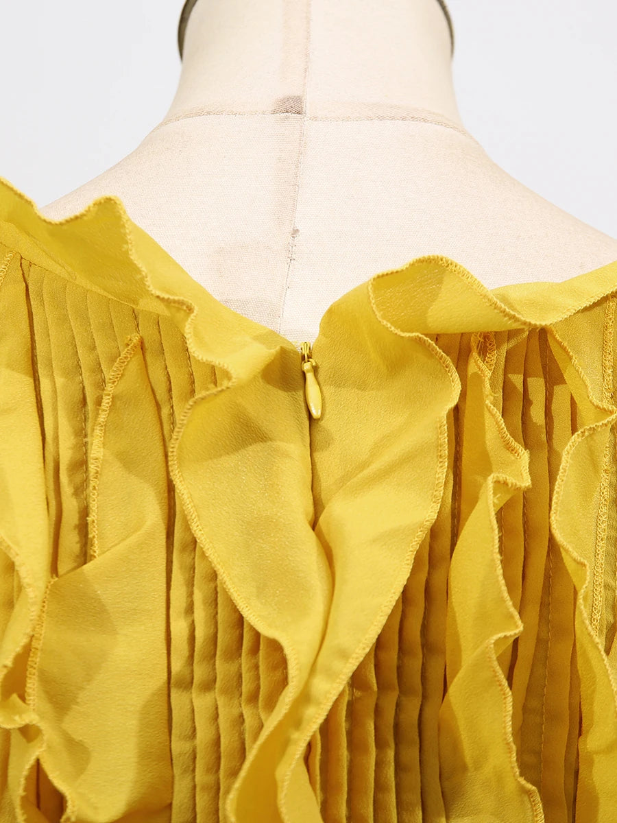 Spliced Ruffles Folds Dresses