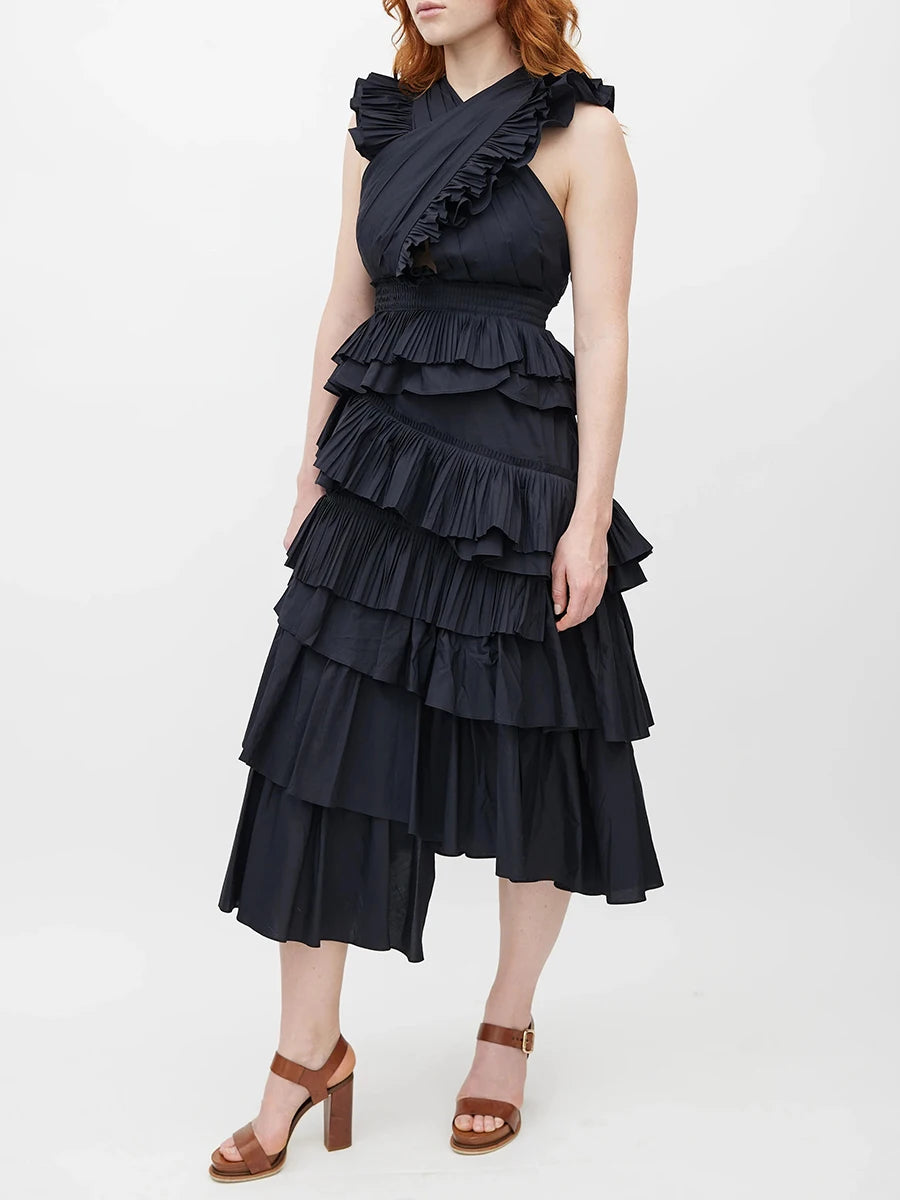 Spliced Ruffles Folds Dresses