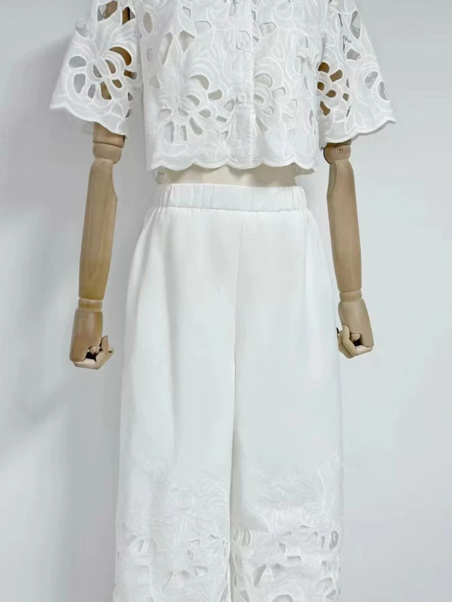 Hollow Out Casual Two Piece Set