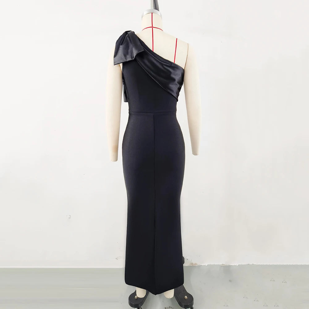 Diagonal Collar Bow Dresses