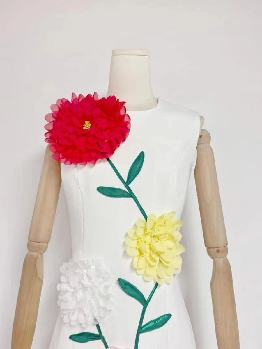 Hit Color Appliqué Dress
