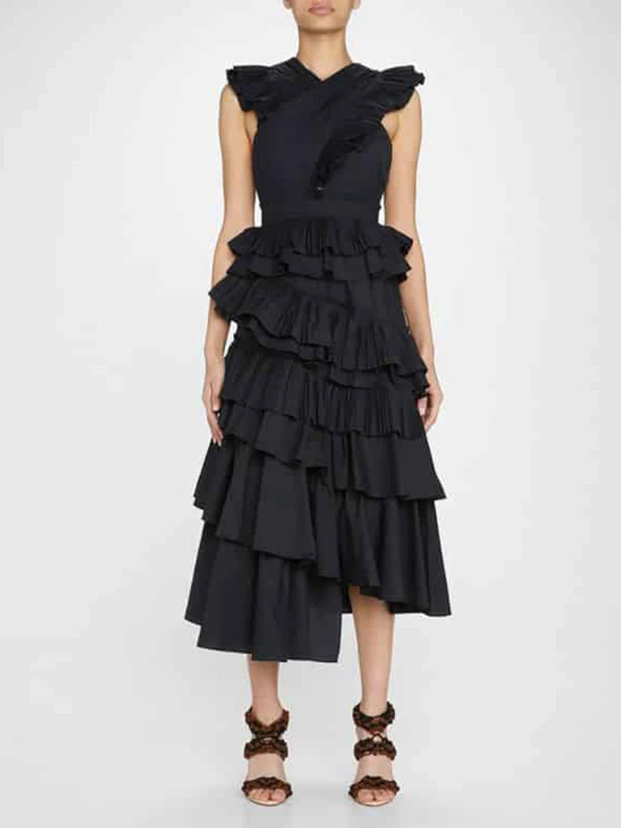 Spliced Ruffles Folds Dresses