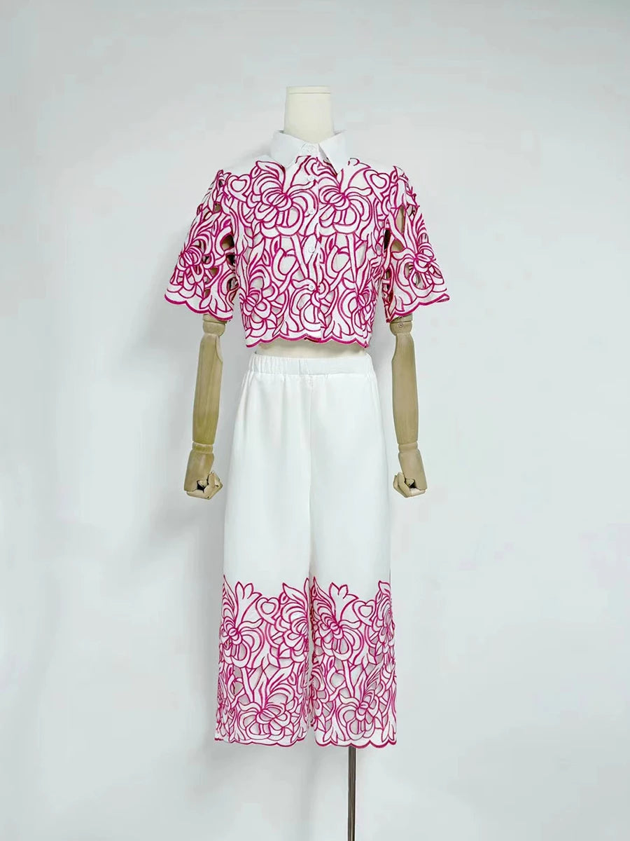 Hollow Out Casual Two Piece Set