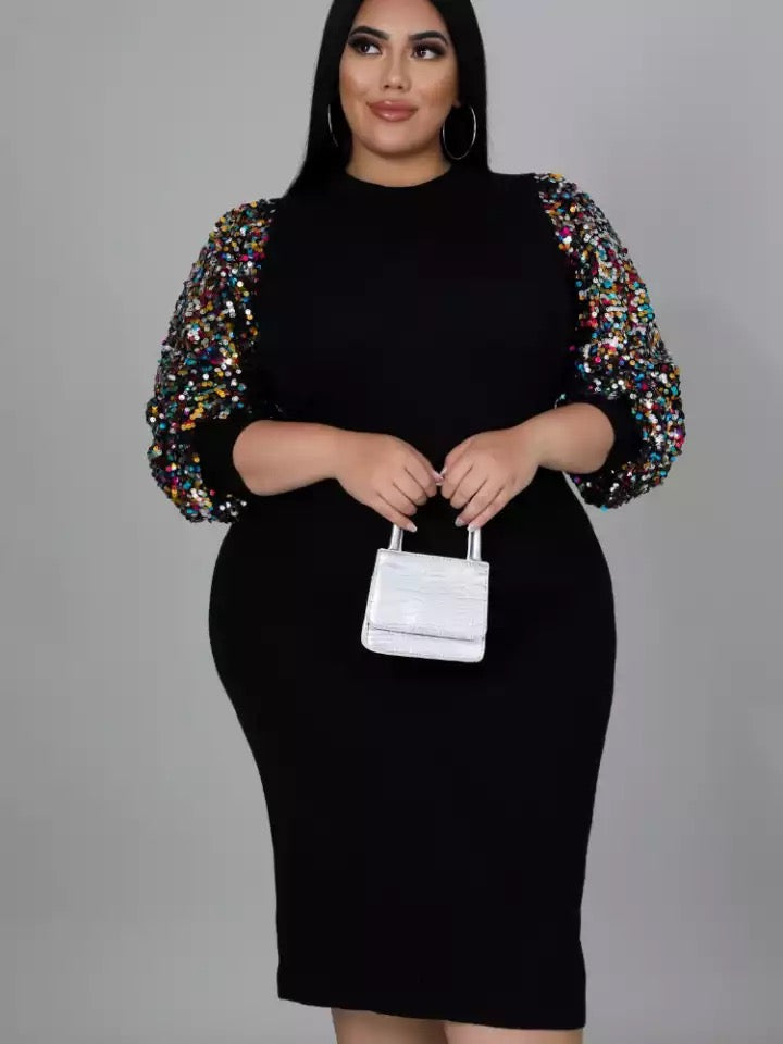 Plus Size Sequins Sparkle Dress