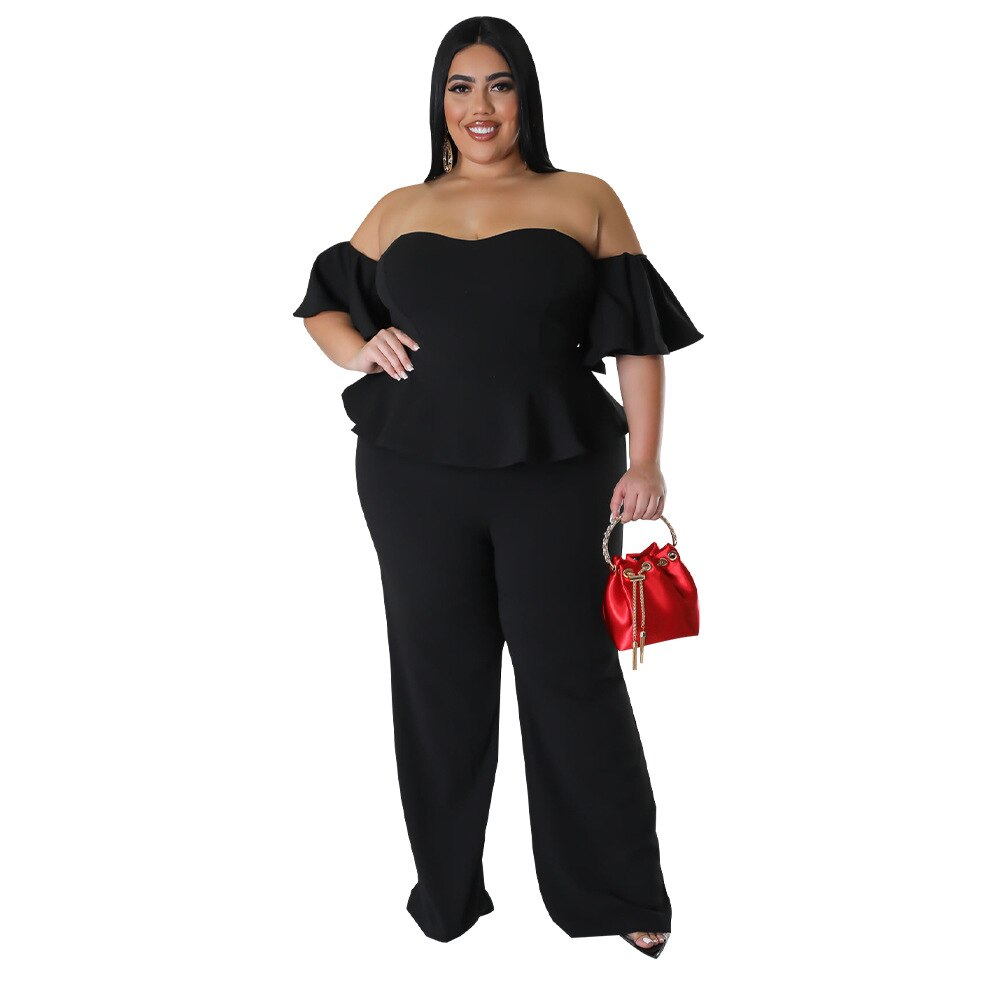 Plus Size Ruffle Jumpsuits