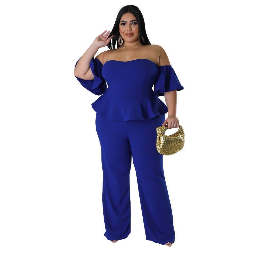 Plus Size Ruffle Jumpsuits