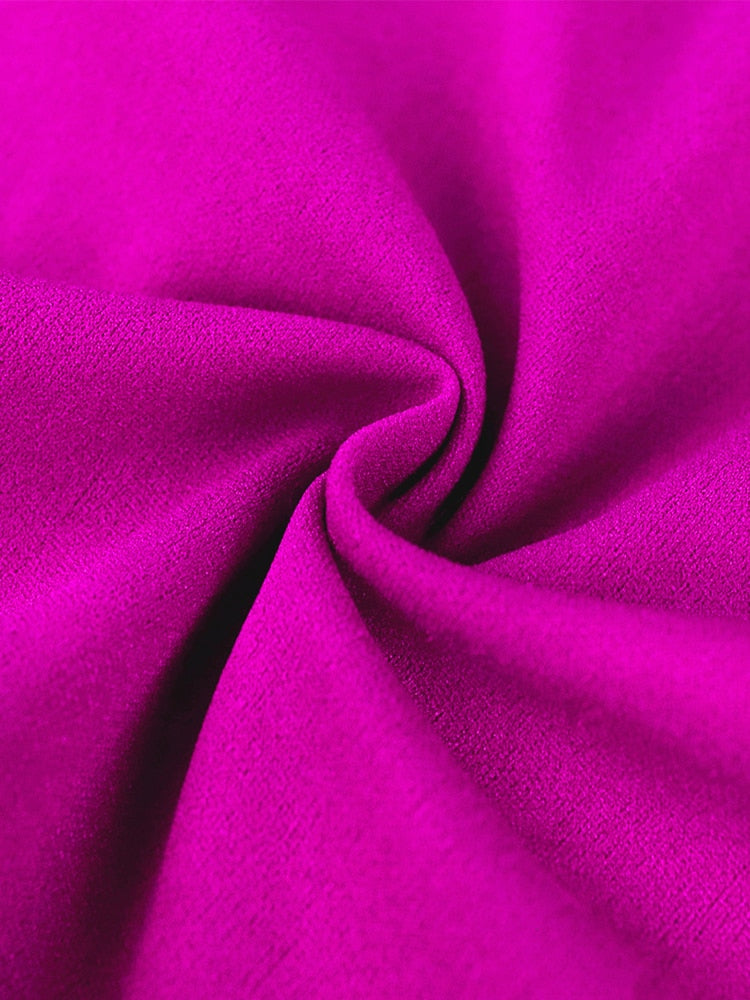 Fuchsia Ruffles Cold Shoulder Dresses