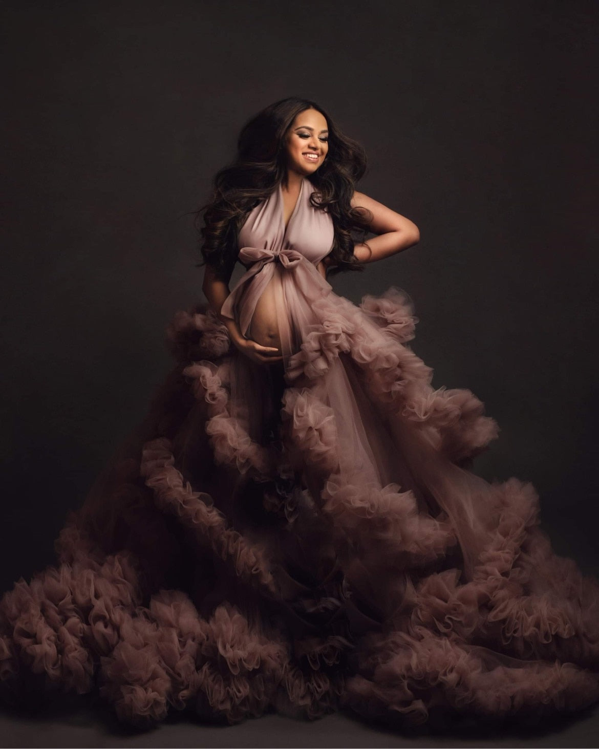 Elegant Halter Maternity Dresses for Photo Shoot