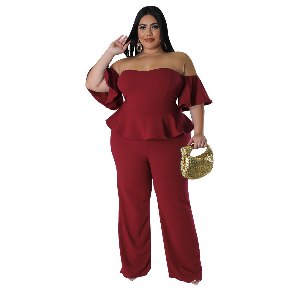 Plus Size Ruffle Jumpsuits