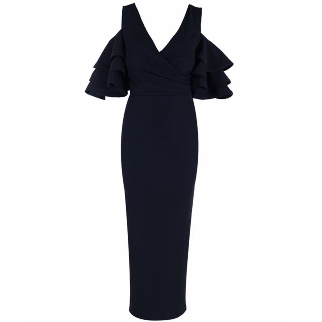 Butterfly Sleeve Off Shoulder V-Neck Dress