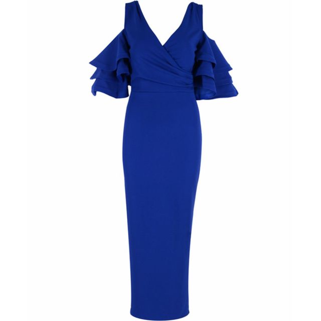 Butterfly Sleeve Off Shoulder V-Neck Dress