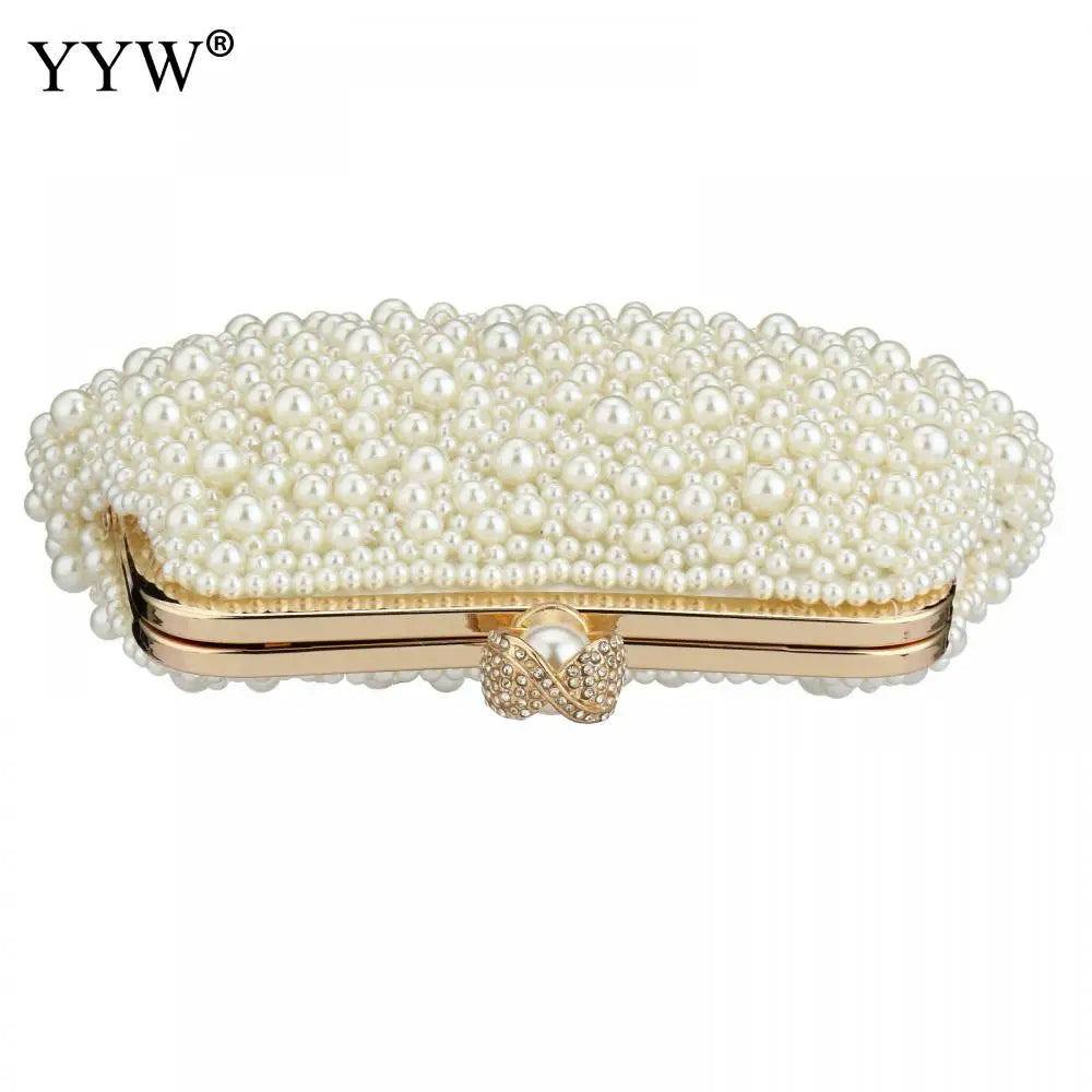 White Pearl Beaded Clutch Purse