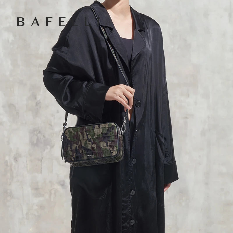 Genuine Leather Camouflage Camera Bag Adjustable Shoulder Straps Fashion Lightweight Multifunctional Crossbody Bag for Women
