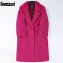 Long Hot Pink Faux Fur Coat