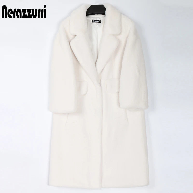 Long Hot Pink Faux Fur Coat