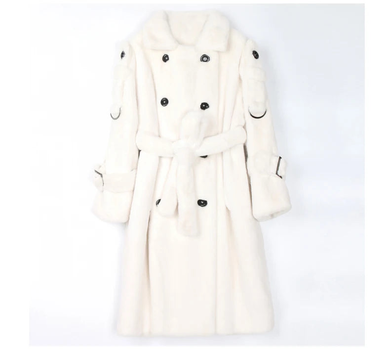 Long & Thick Fluffy Faux Fur Trench Coat