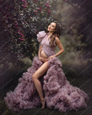 Tulle Maternity Gown For Photo Shoot Front Slit