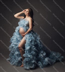 Tulle Flowers Puffy Maternity Dress